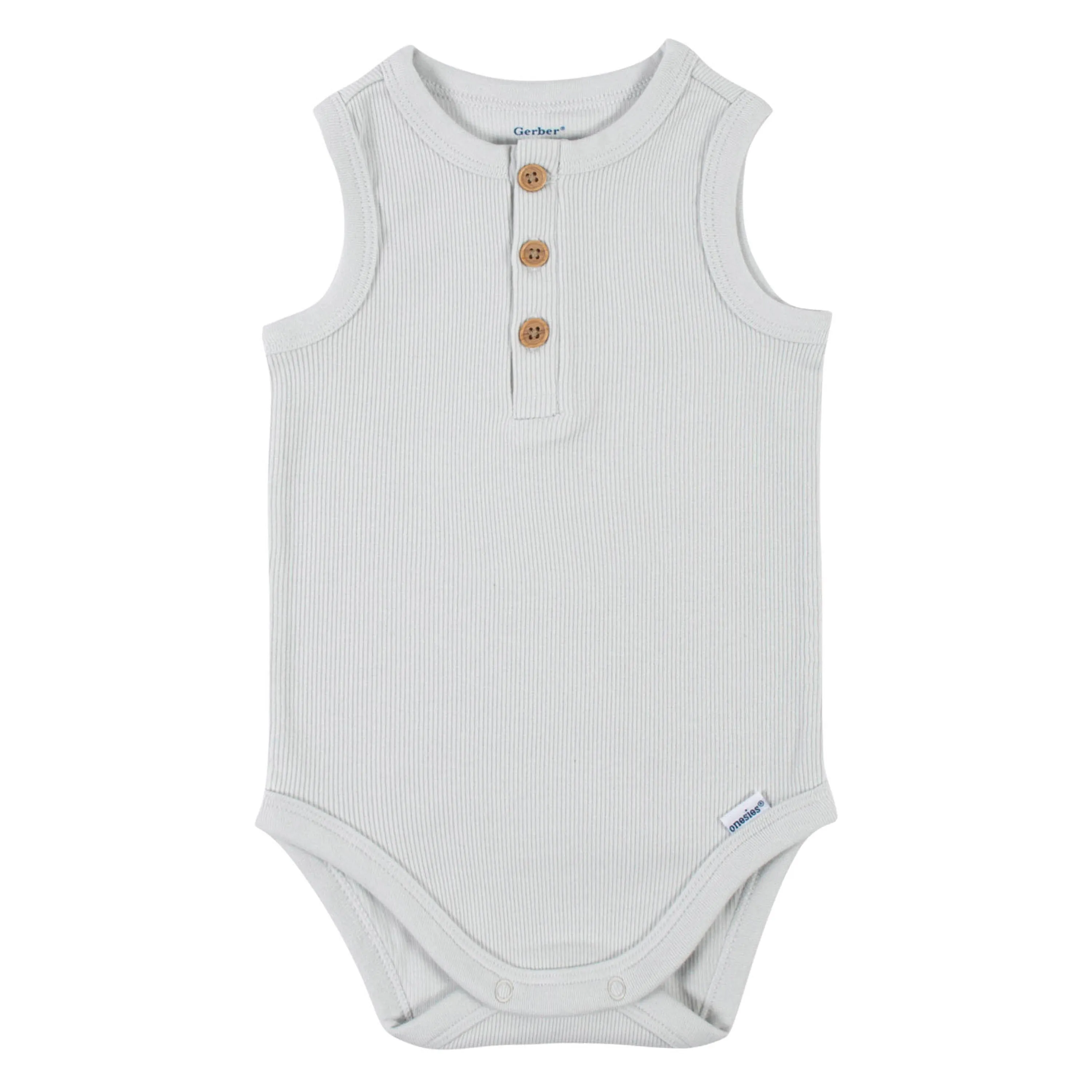 2-Pack Baby Boys Blue Grey Sleeveless Onesies Bodysuits