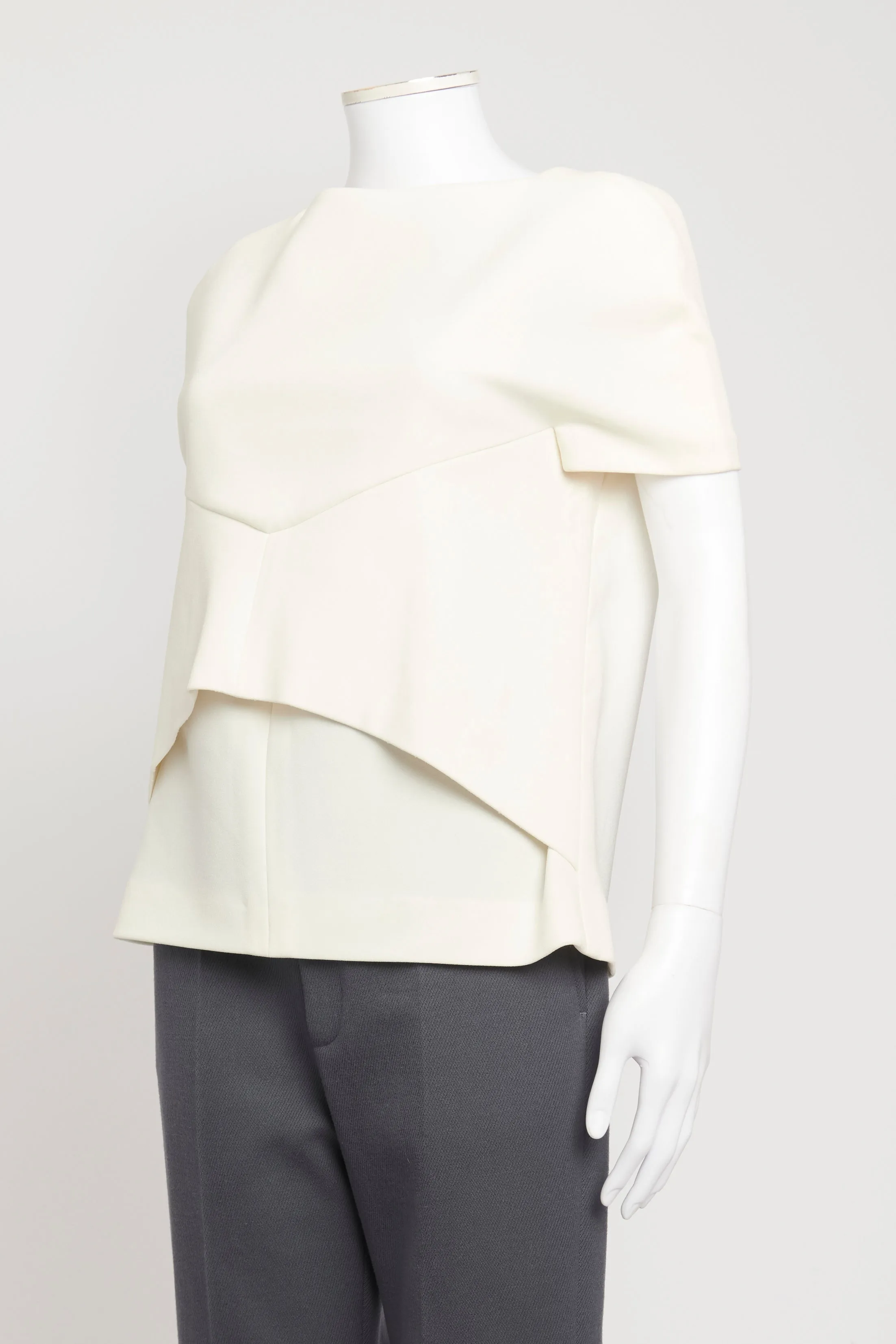 2013 White Triacetate Blend Preowned Geometric Top