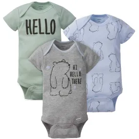 3-Pack Baby Boys' Bear Short Sleeve Onesies Bodysuits