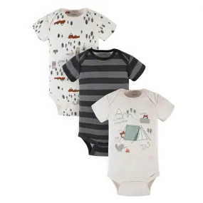 3-Pack Baby Boys Camping Adventure Short Sleeve Onesies Bodysuits