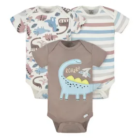 3-Pack Baby Boys Dino Short Sleeve Onesies Bodysuits