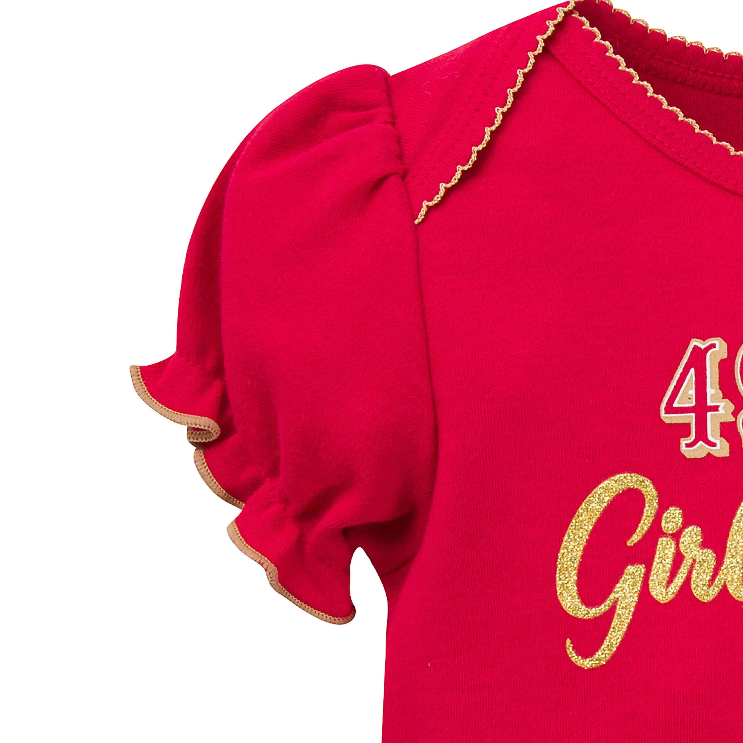 3-Pack Baby Girls 49ers Short Sleeve Bodysuits