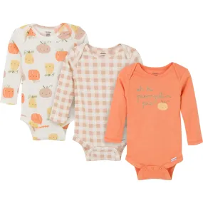 3-Pack Baby Girls Pumpkin Pie Onesies Bodysuits