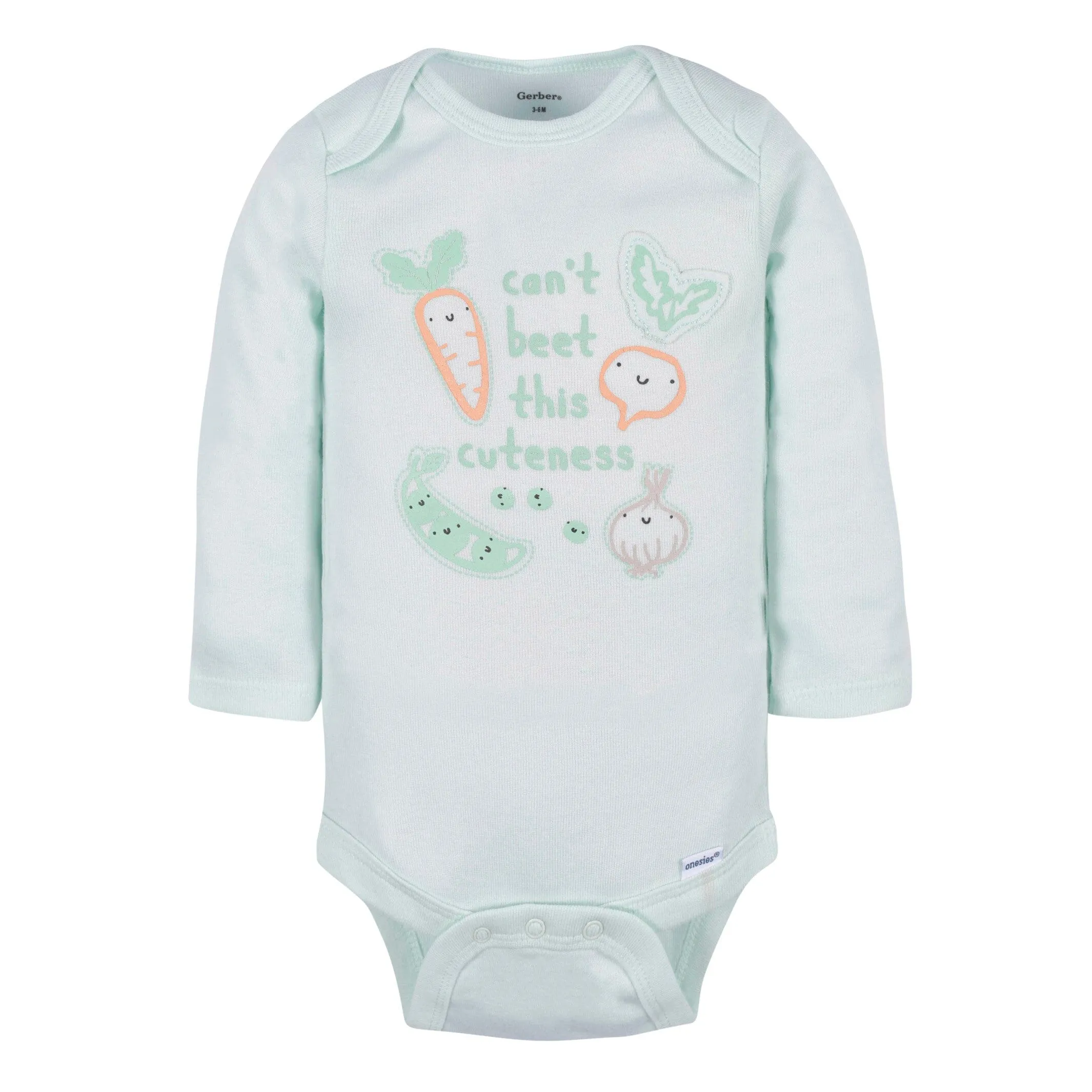 3-Pack Baby Neutral Vegetables Long Sleeve Onesies Bodysuits