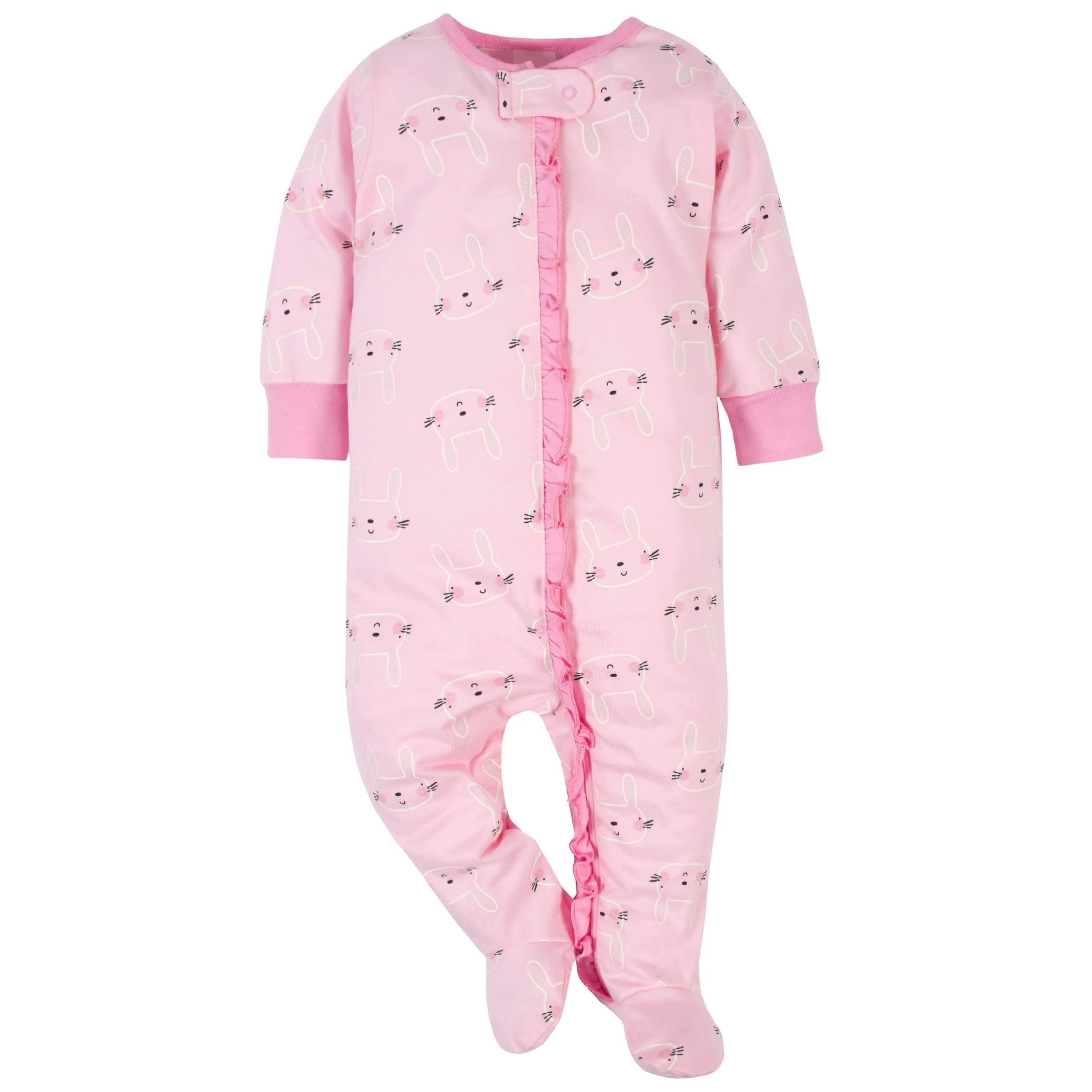 4-Piece Baby Girls Bunny Onesies Bodysuits & Sleep 'N Play Set