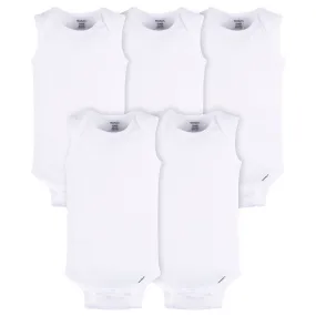 5- Baby Neutral White Sleeveless Onesies Bodysuits