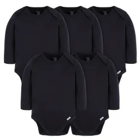 5-Pack Baby Black Premium Long Sleeve Onesies Bodysuits