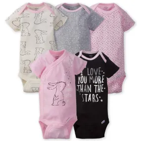 5-Pack Baby Girls Bunny Short Sleeve Onesies Bodysuits