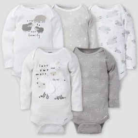 5-Pack Baby Neutral Lamb Long Sleeve Onesies Bodysuits