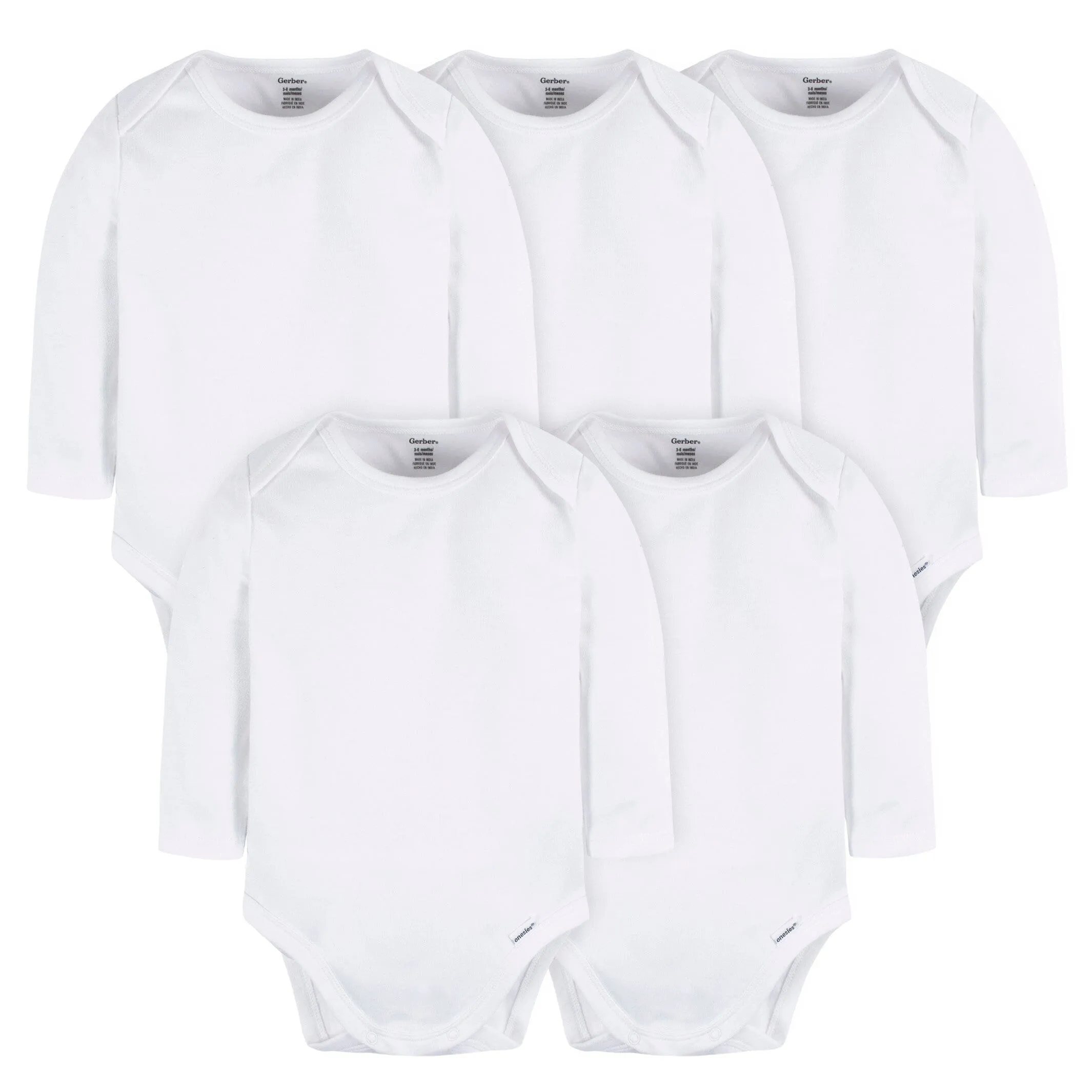 5-Pack Baby White Premium Long Sleeve Onesies Bodysuits