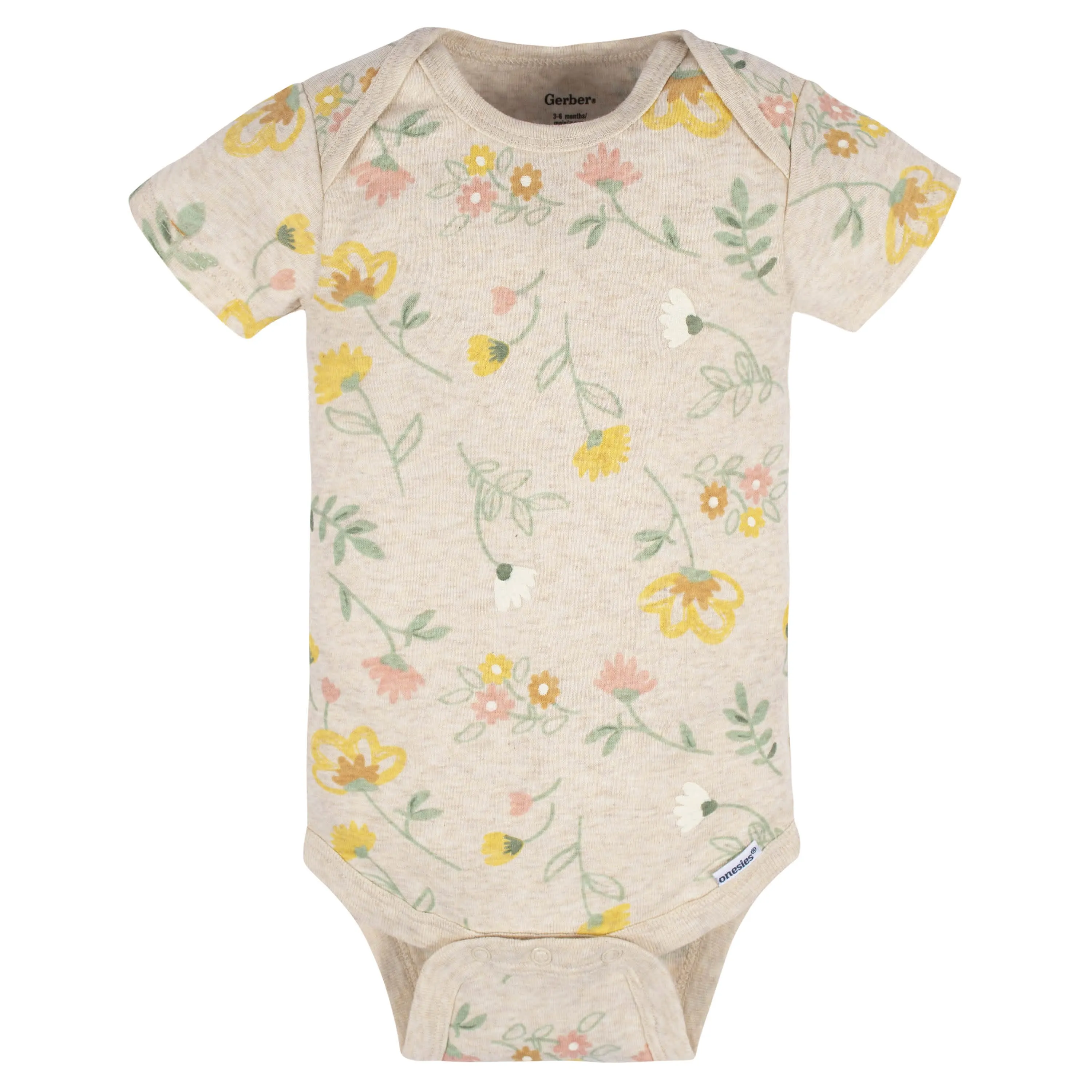 8-Pack Baby Girls Golden Floral Onesies Bodysuits