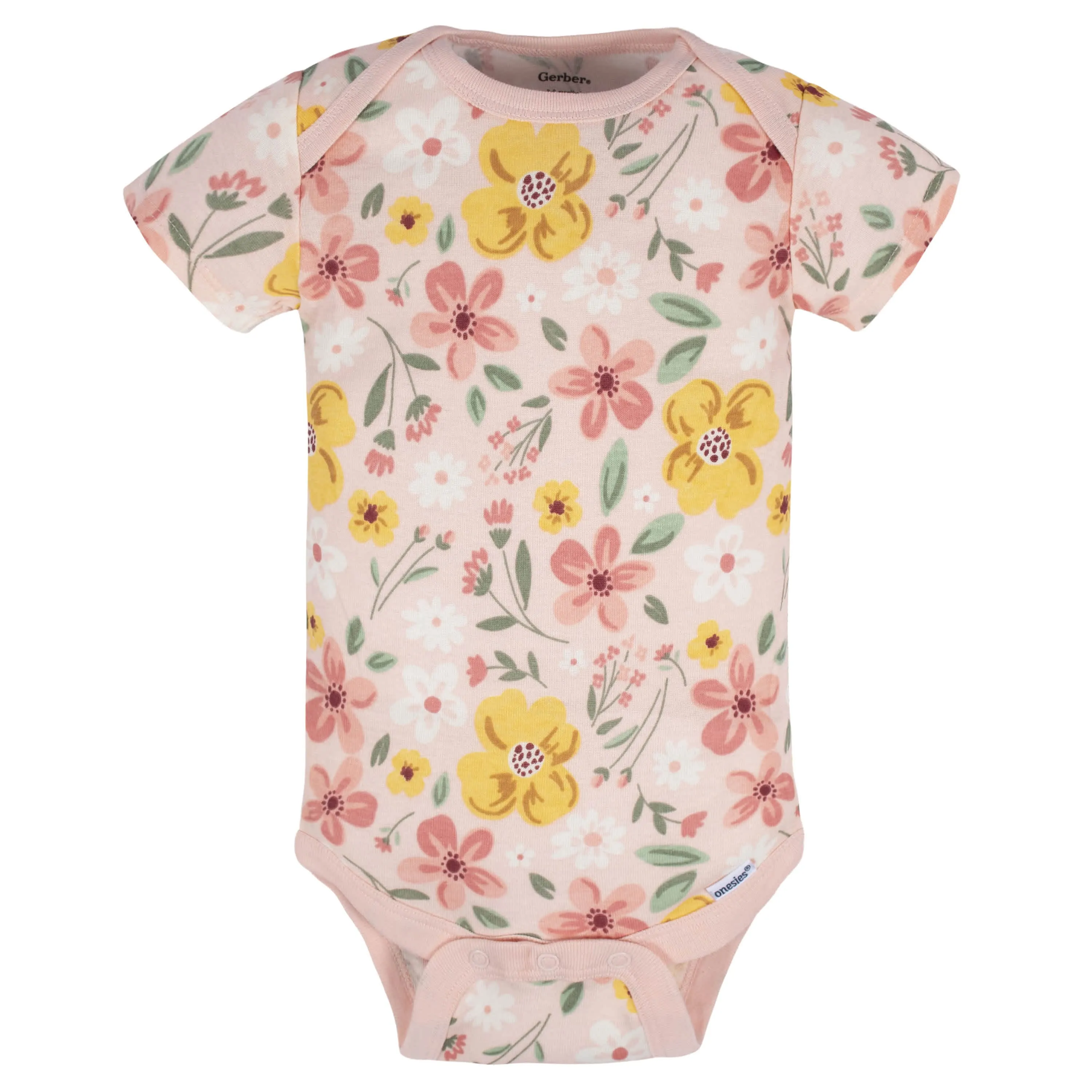 8-Pack Baby Girls Golden Floral Onesies Bodysuits