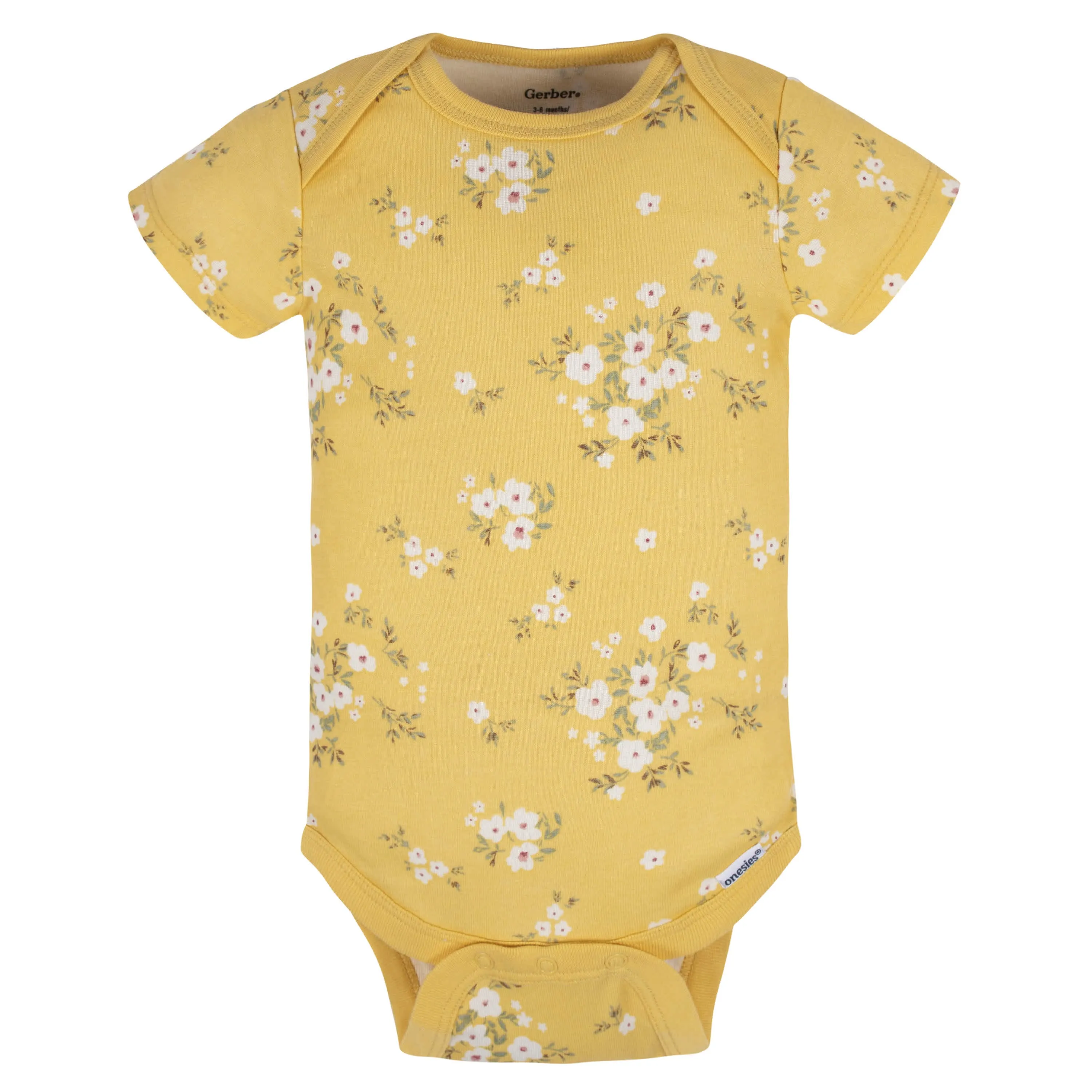 8-Pack Baby Girls Golden Floral Onesies Bodysuits