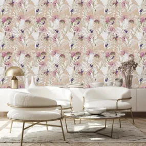 Attractive Beige Floral Wallpaper Fashionable