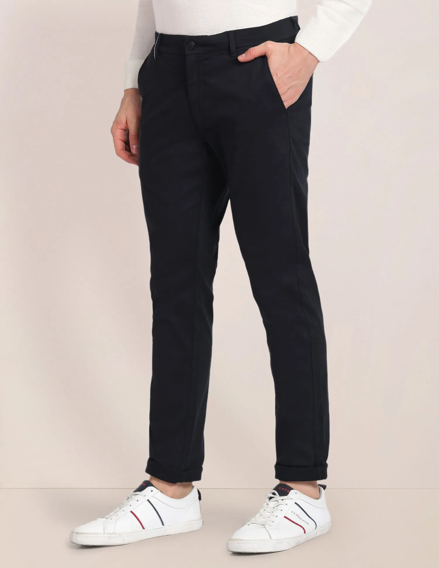 Austin Trim Fit Solid Trousers