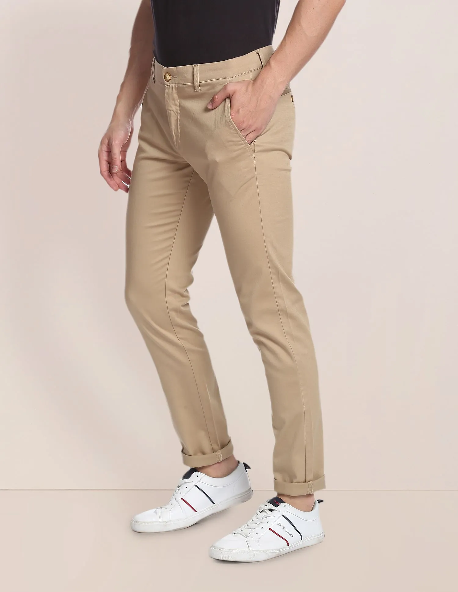 Austin Trim Fit Textured Casual Trousers