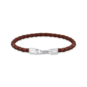 Bracelet with braided, brown leather