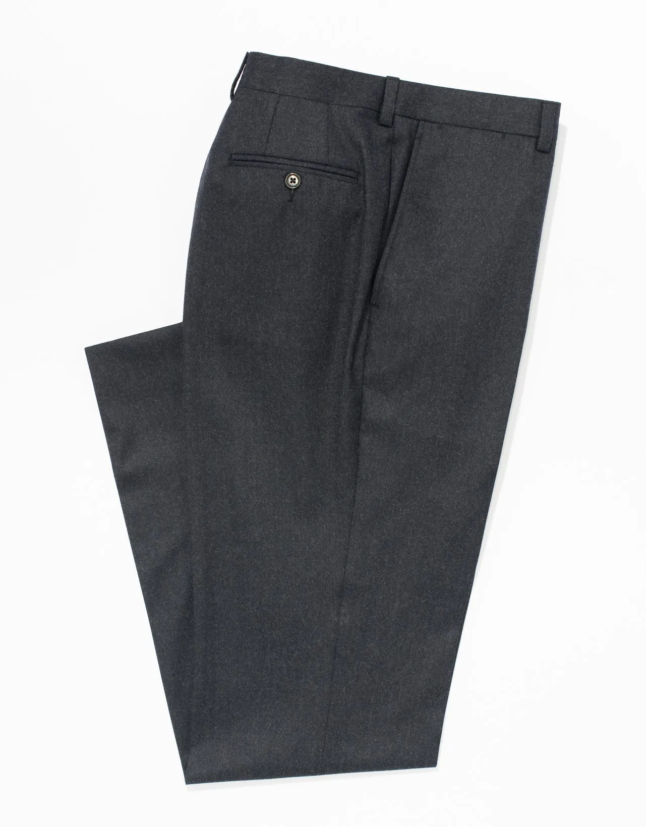 CHARCOAL WOOL FLANNEL TROUSERS