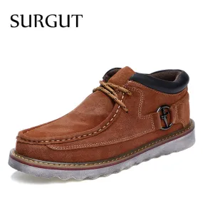 Cow Suede Leather Fashion Autumn Winter Men Boots Casual Men Ankle Boots Comfortable High Quality Men Boot