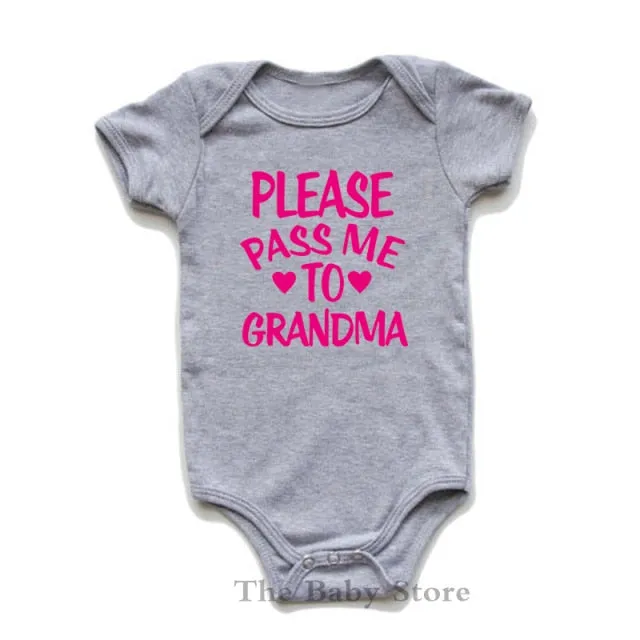 Creative Baby Outfit - Please Pass me to Grandma - Newborn Cotton Romper