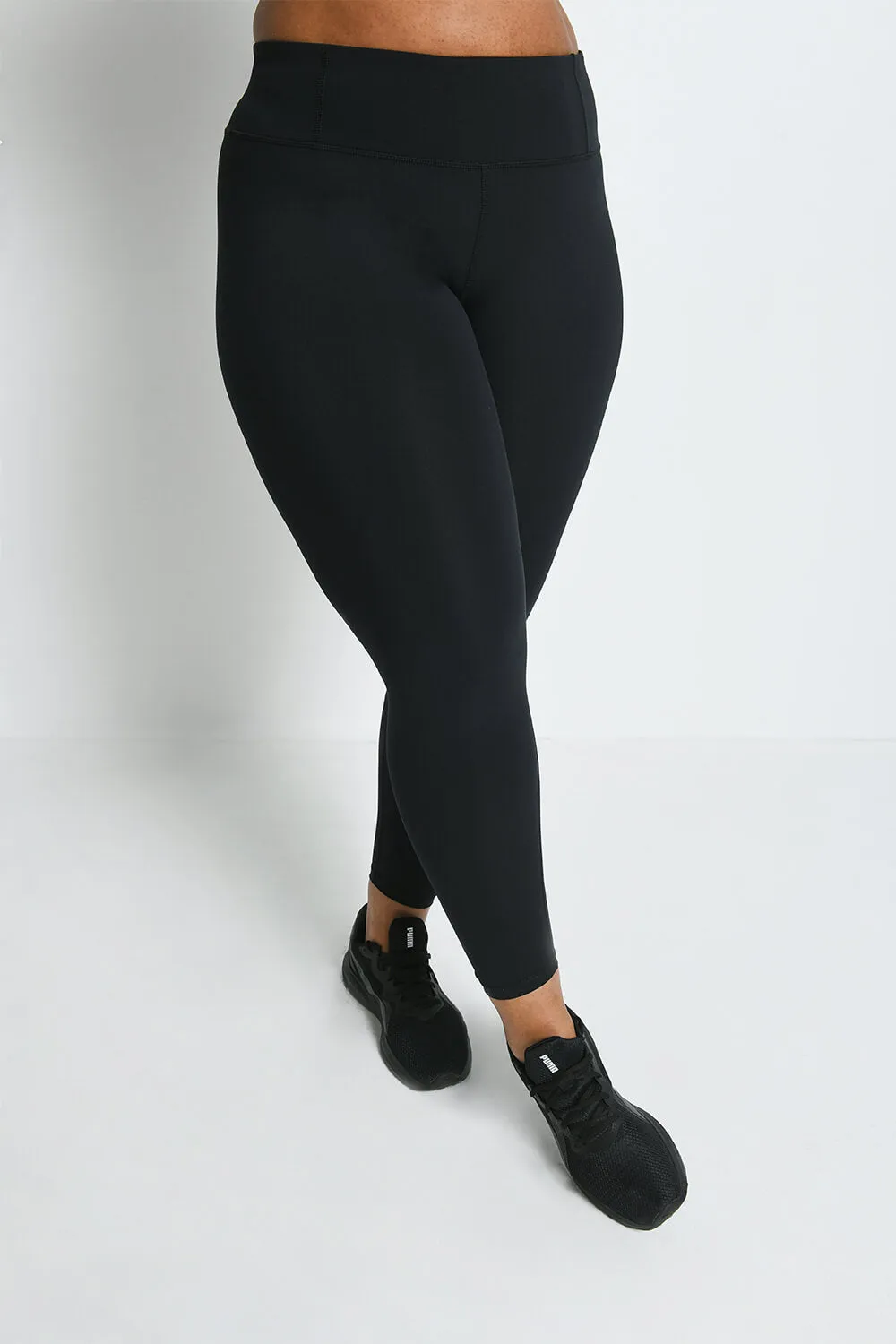 Curve Focus High Waisted Sports Leggings - Midnight Black