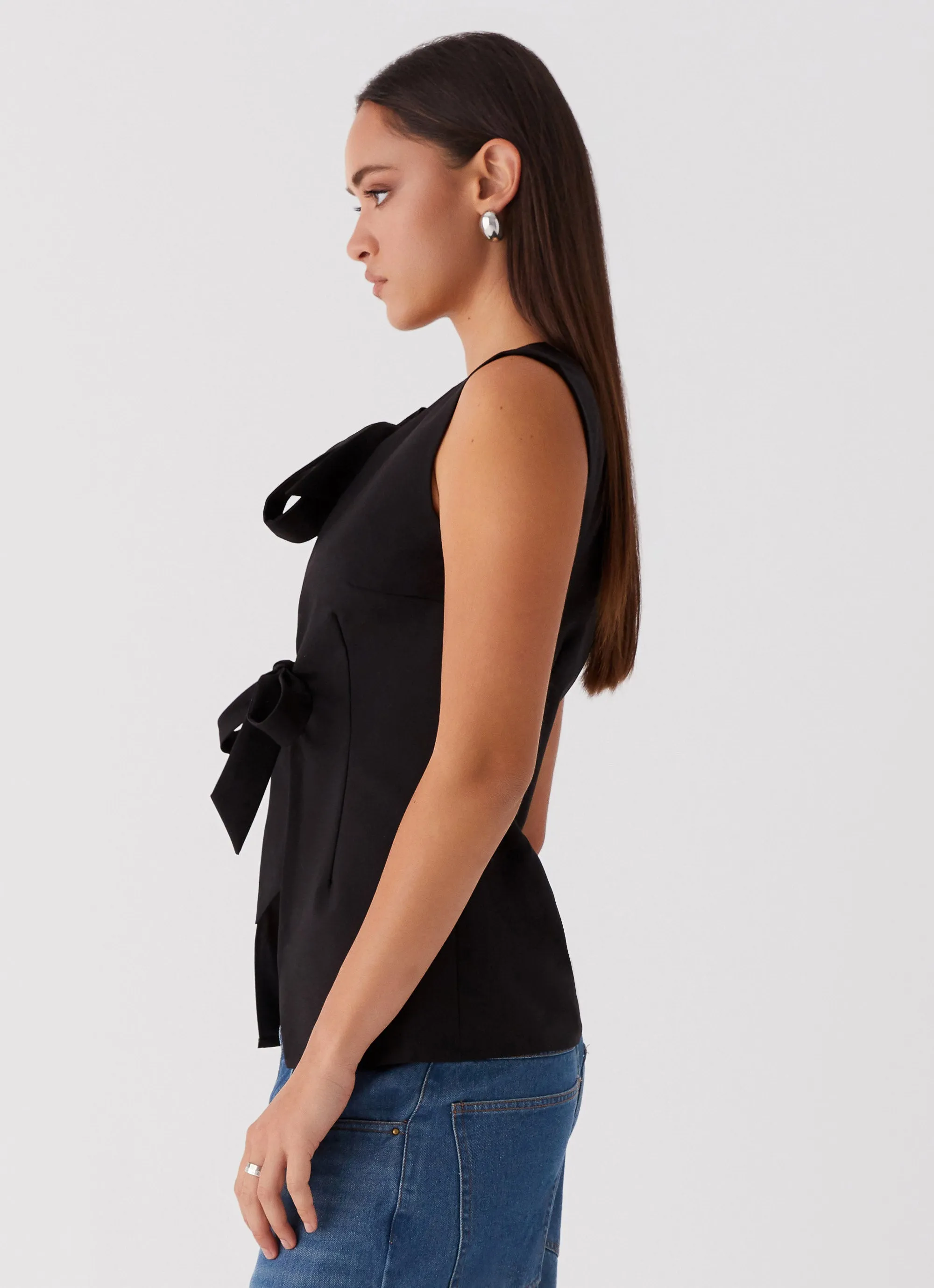 Dottie Tie Top - Black