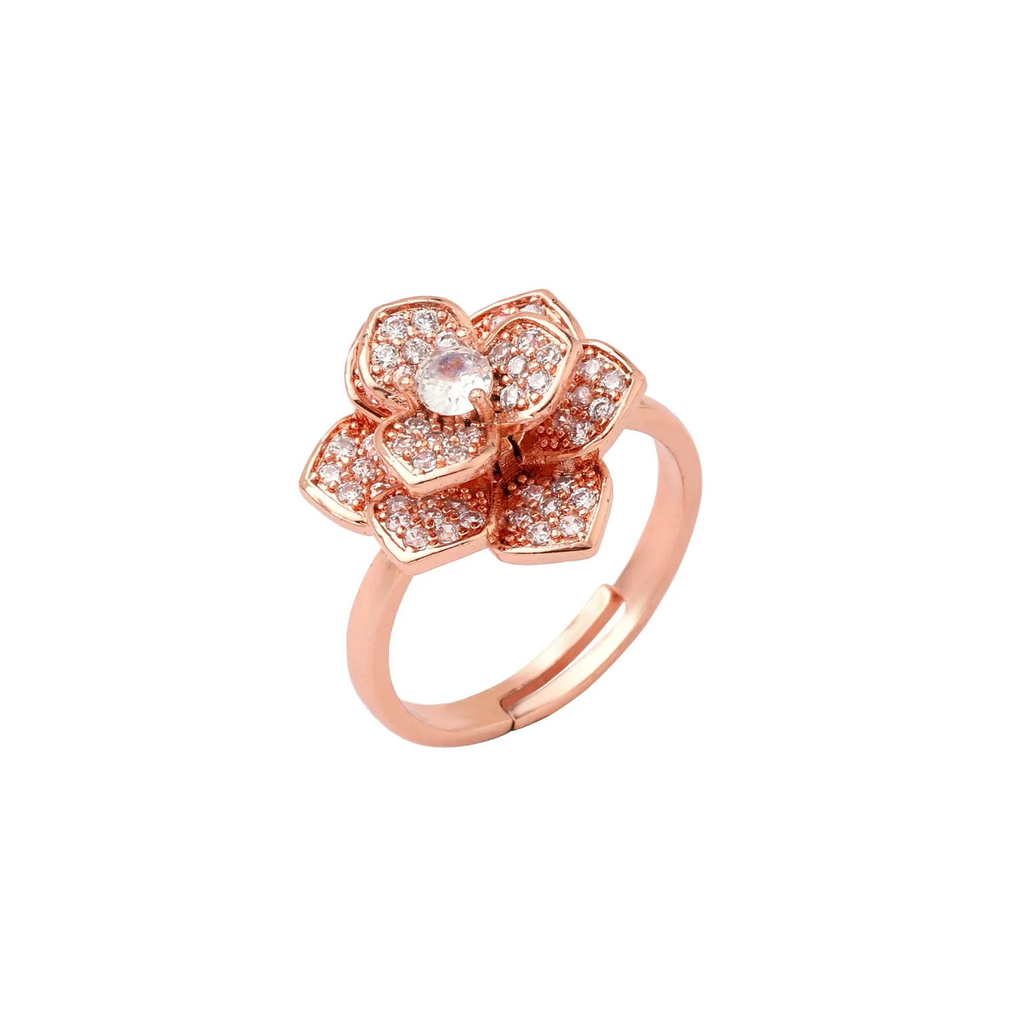 Evie Rosegold Crystal Spinner Ring