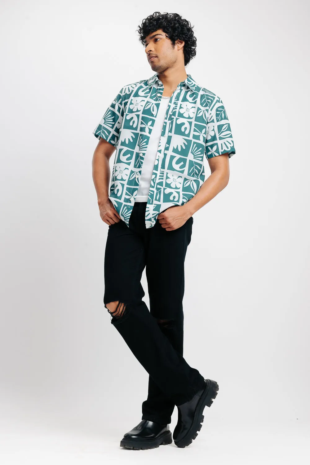 Full Bloom Print Men's Resort Shirt