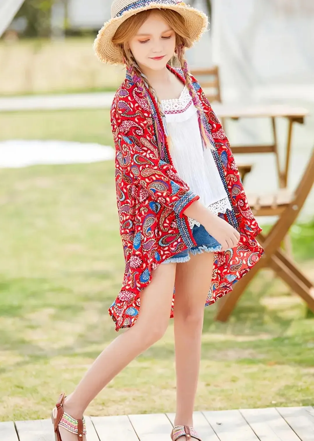 Girl's Bohemian Style Kids, Summer Breathable Cardigan