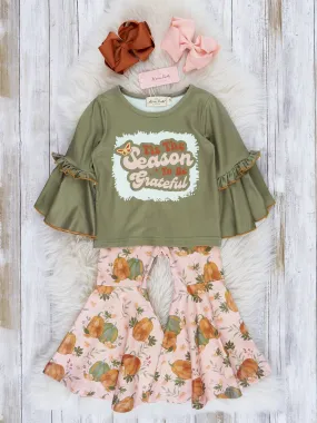 Green Grateful Season Bell Sleeve Outfit