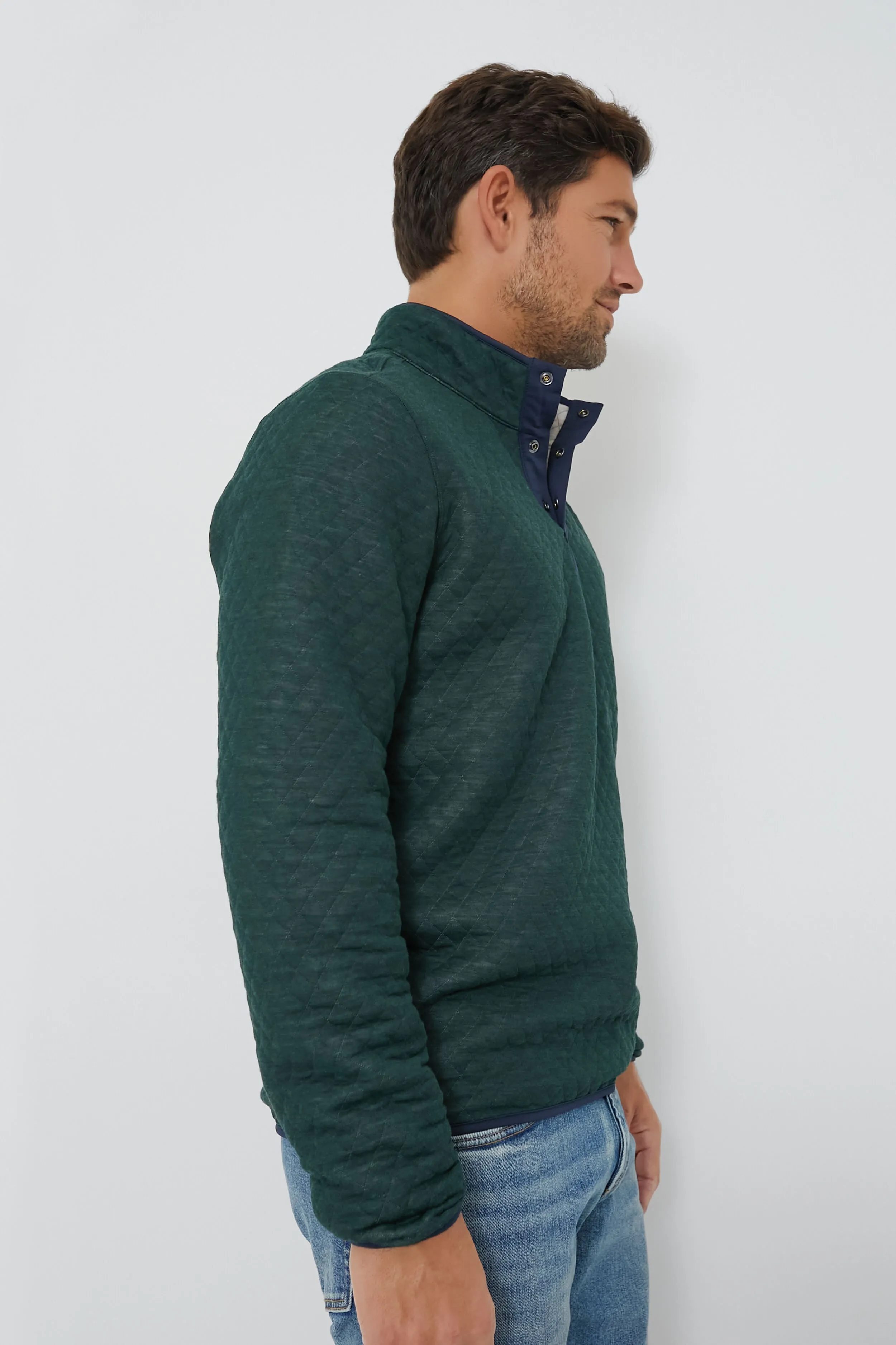 Green Oat Heather Corbet Reversible Pullover