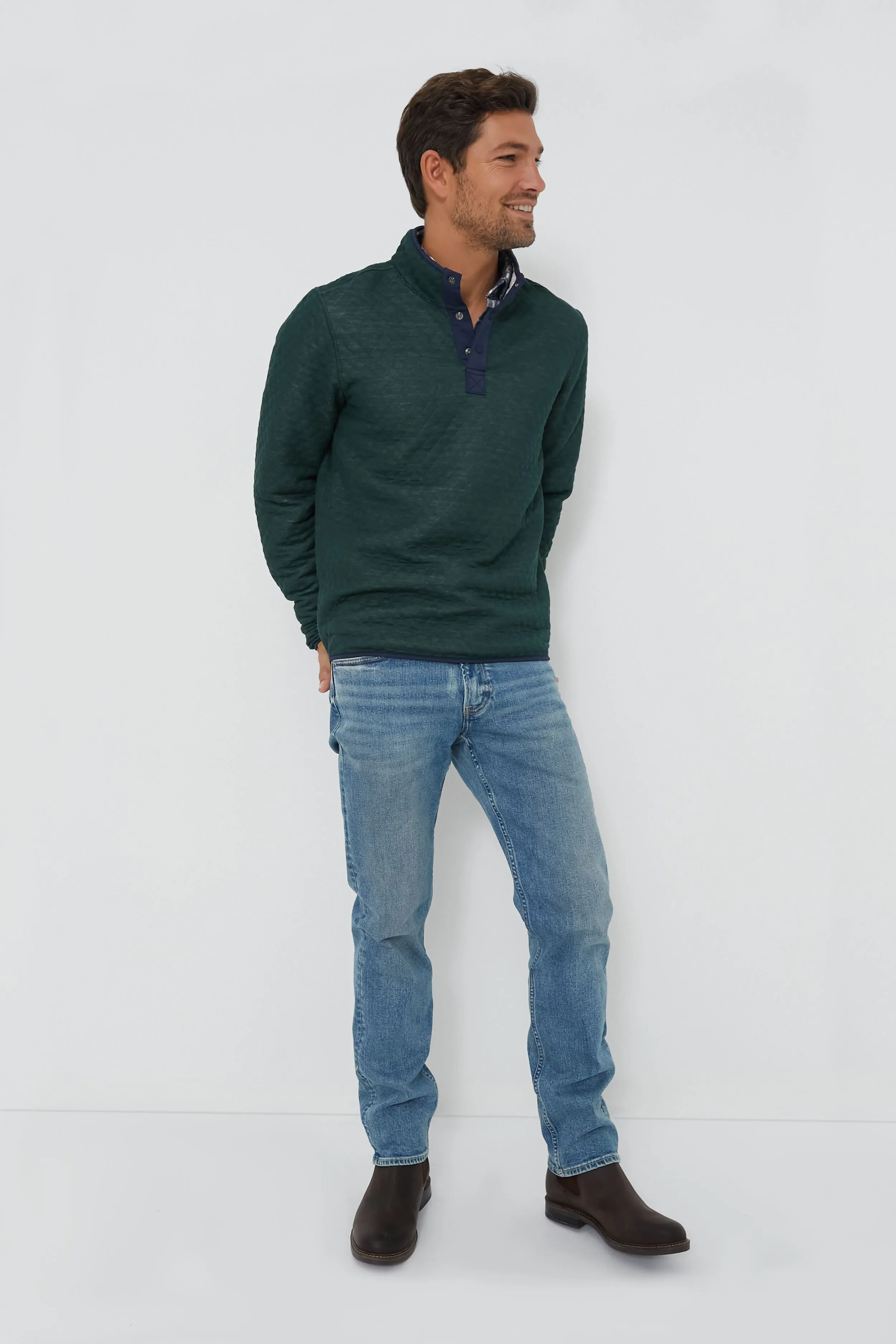 Green Oat Heather Corbet Reversible Pullover