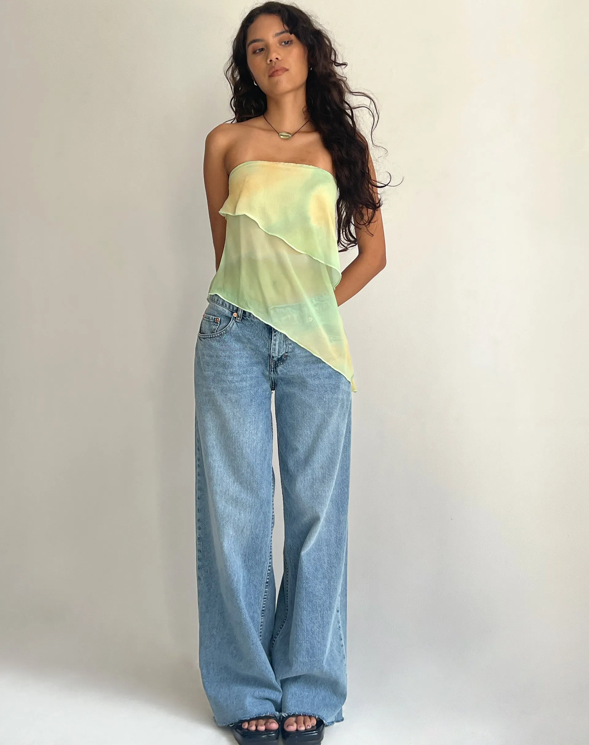 Joyce Longline Waterfall Tube Top in Yellow Watercolour