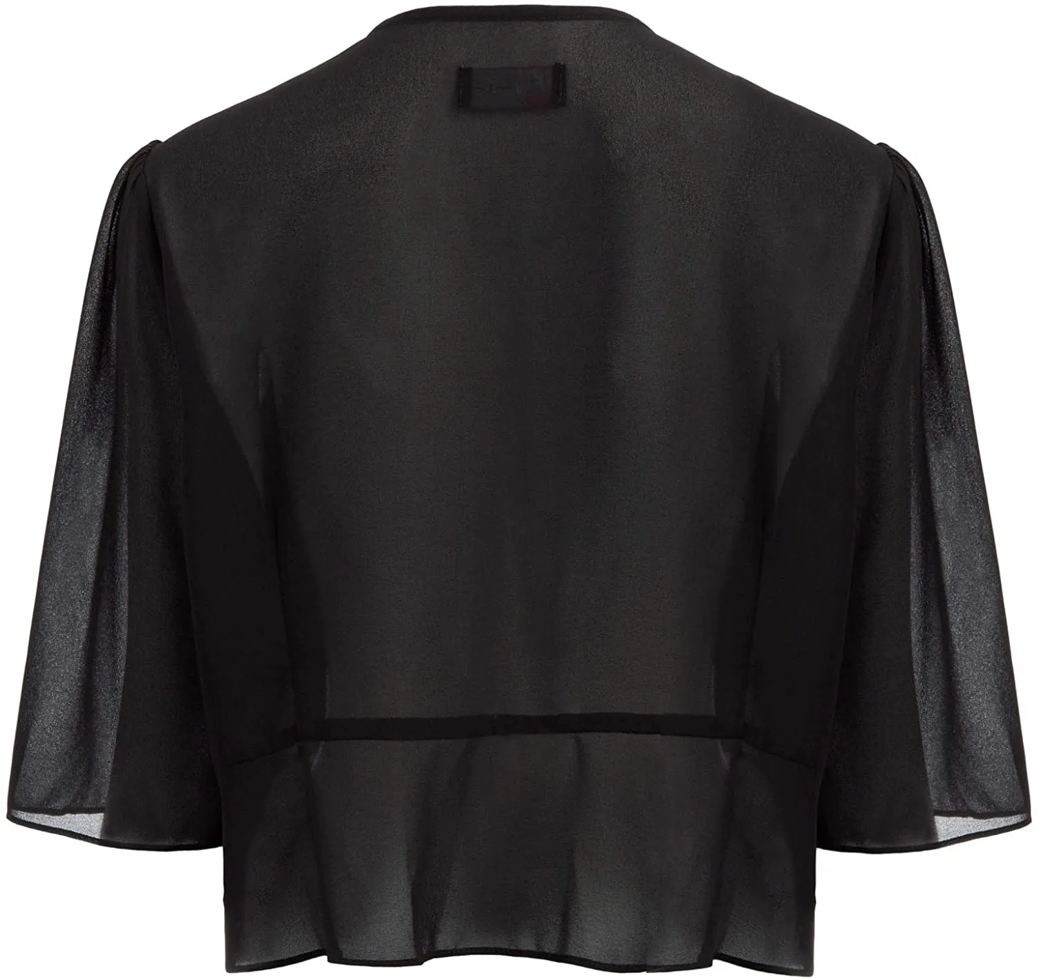 KANCY KOLE Women Chiffon Open Front 3/4 Sleeve Sheer Shrug Cropped Bolero Cardigan