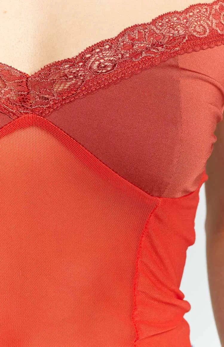 Kelsa Orange Lace Cami