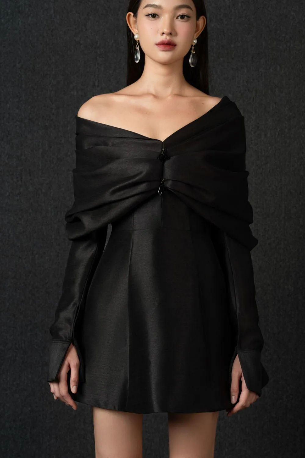 Kieran A-line Off-Shoulder Taffeta Mini Dress