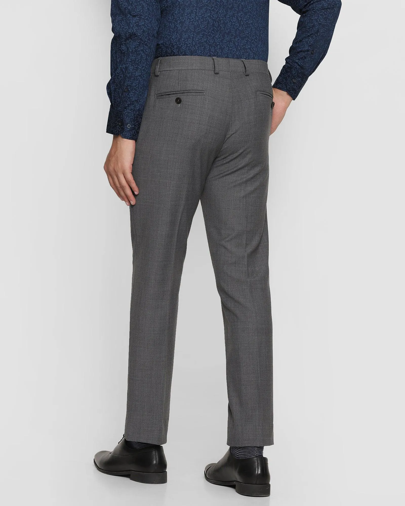 Luxe Slim Comfort B-95 Formal Charcoal Solid Trouser - Lupin