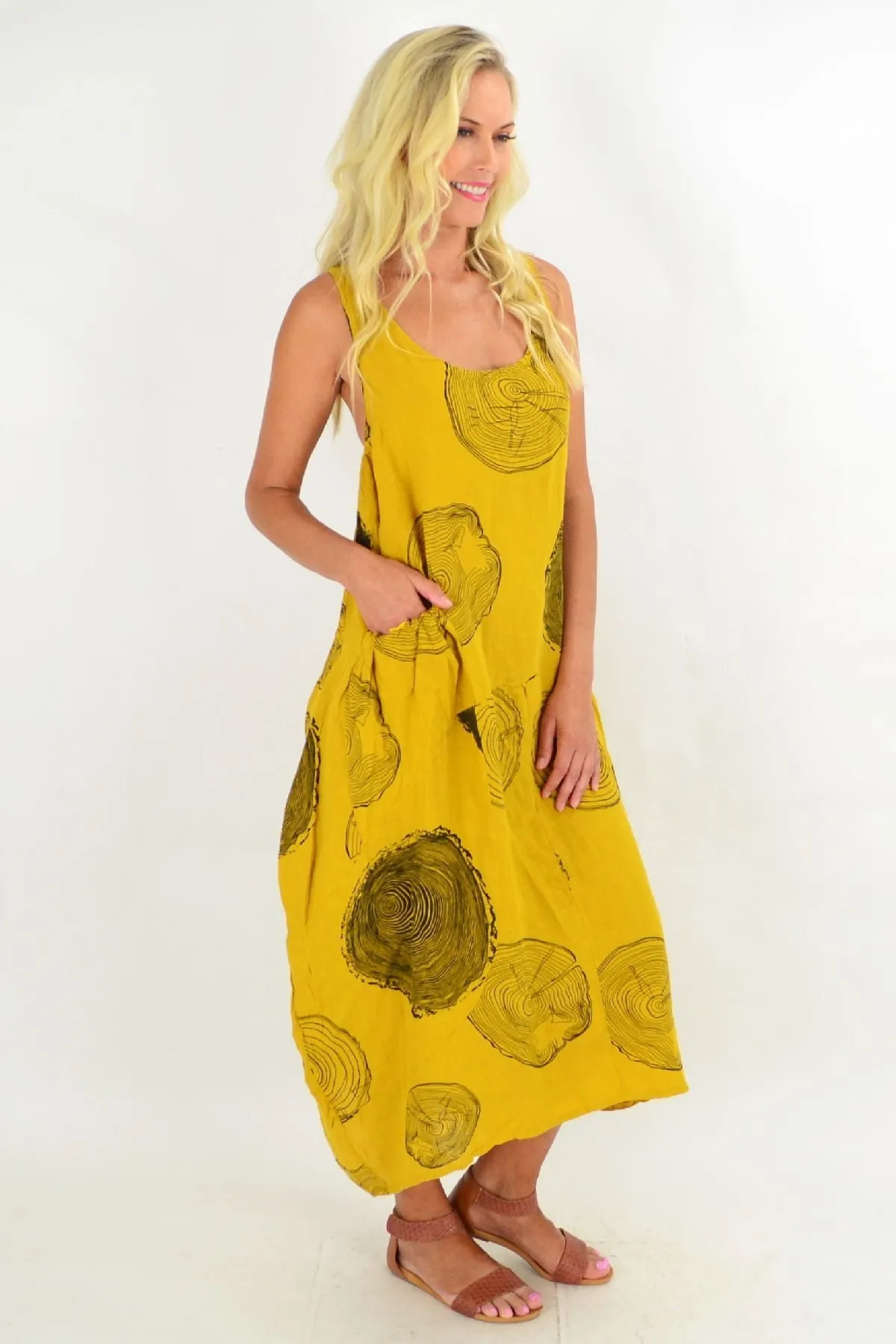 Mustard Yellow Timeless Linen Tunic Dress