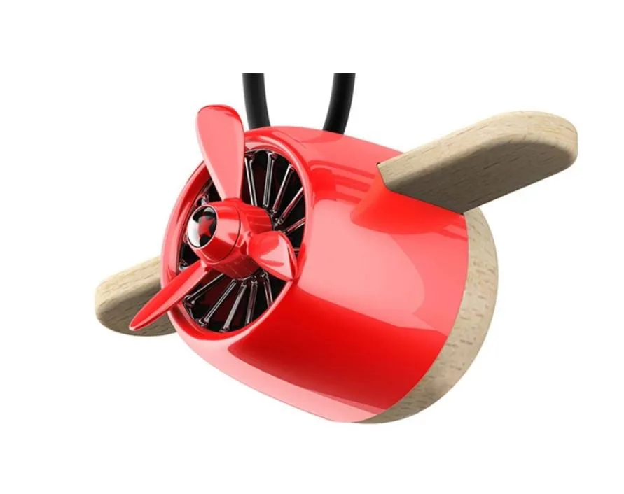 Nature Wood Diffuser Aroma Propeller Design w/leather hanging strap Gift Box-Red - #ASSRY-70831