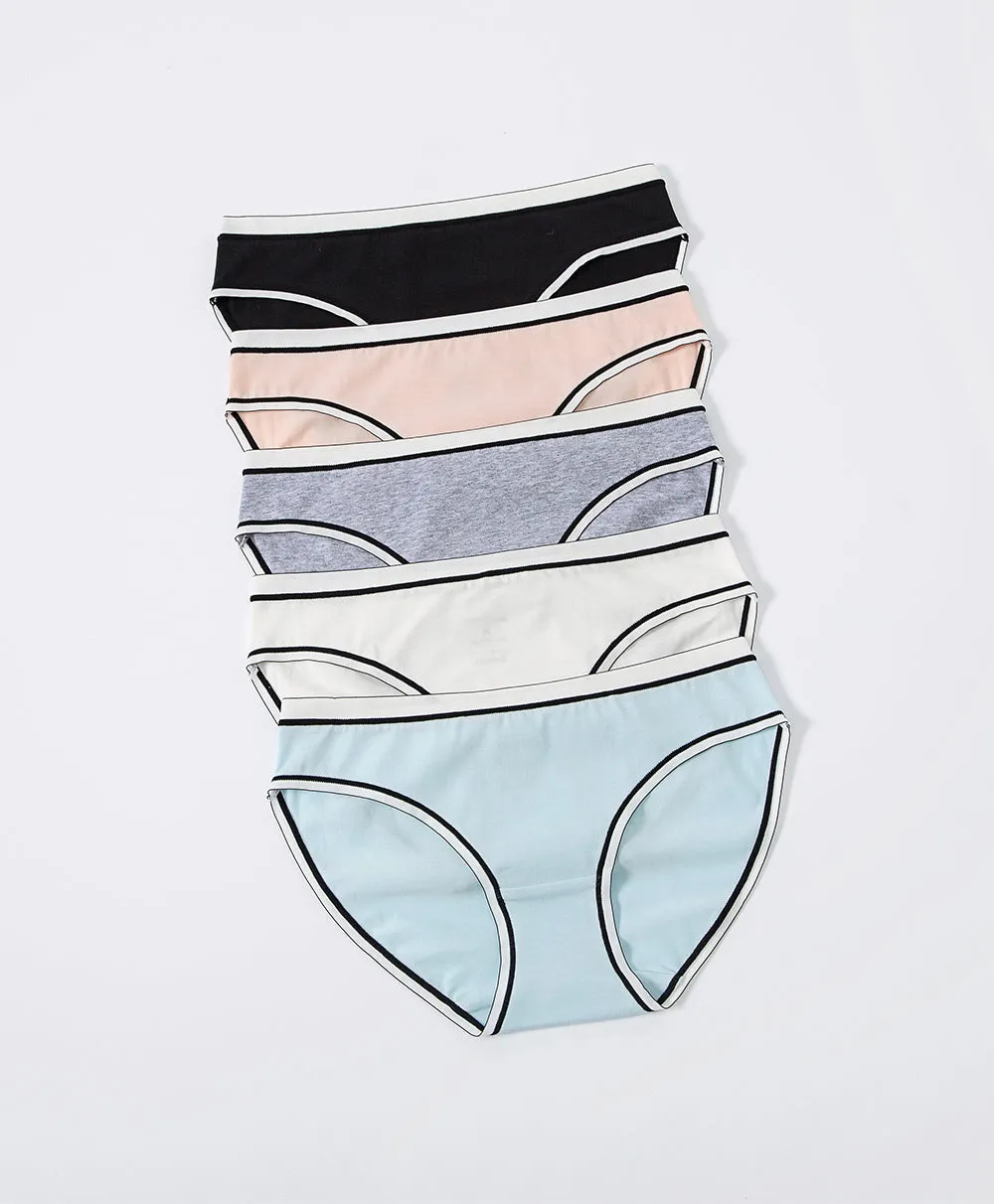 Pretty Contrast Cotton 5-pack Mini Panties