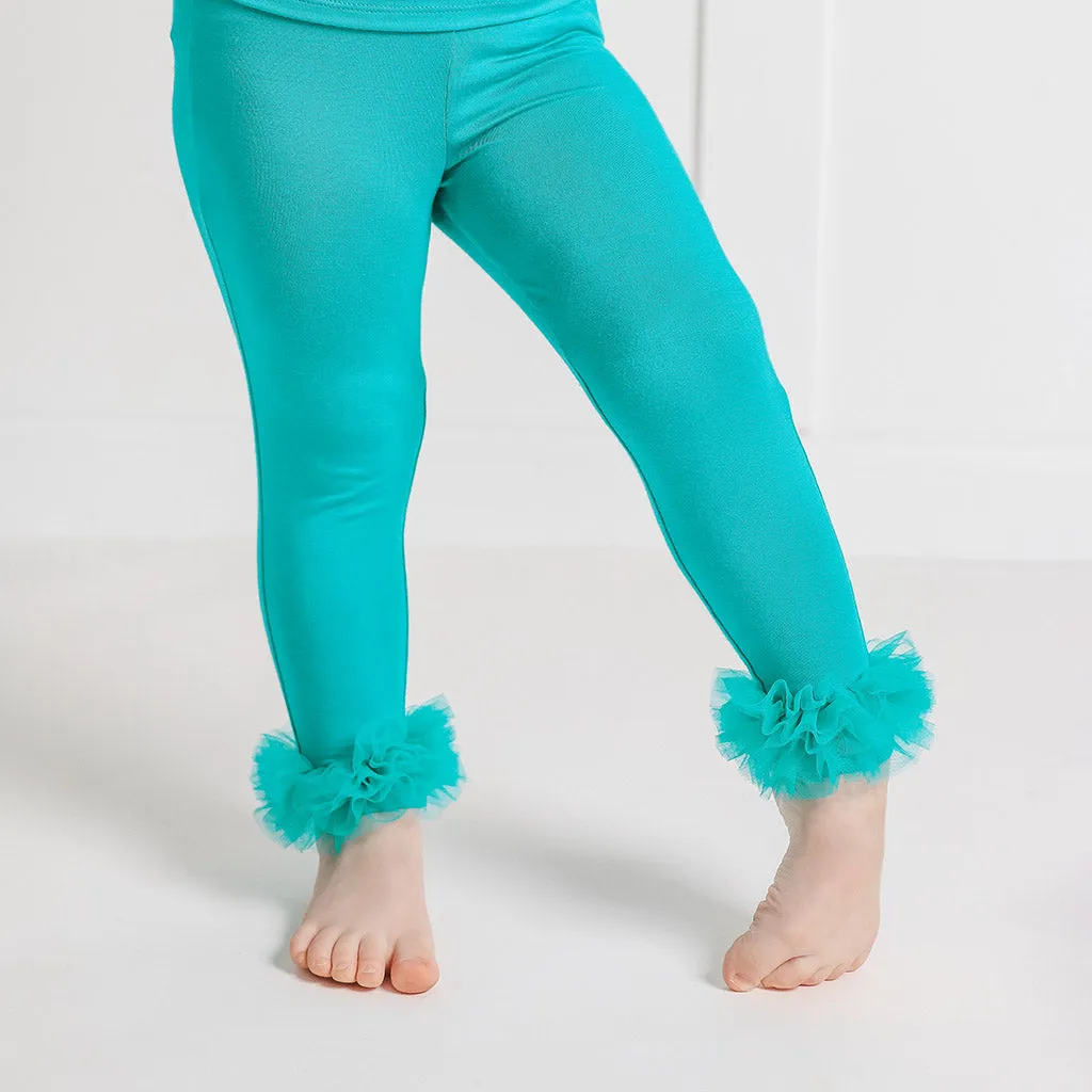 Signature Teal Tulle Ruffled Leggings