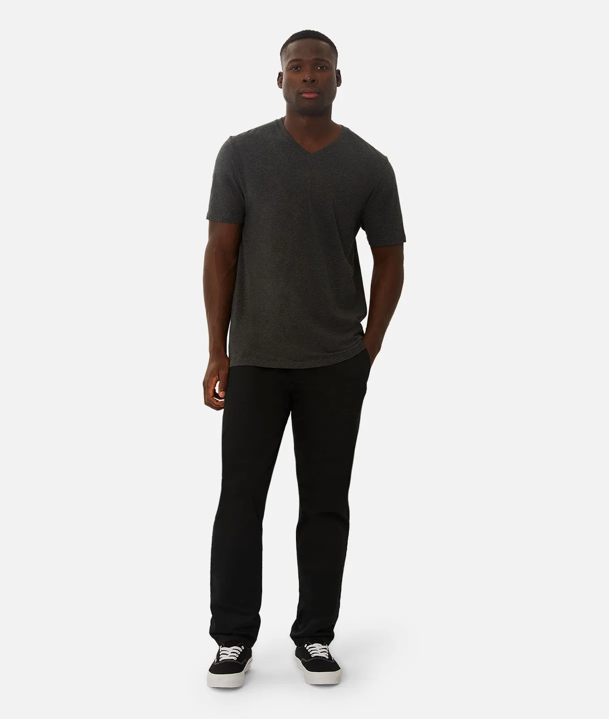 The New Basic Vee Tee - Charcoal Marle