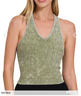 V-Neck Washed Padded Tank Restock - 6 Colors